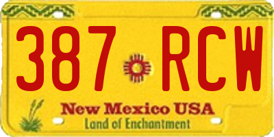 NM license plate 387RCW
