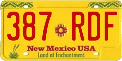 NM license plate 387RDF