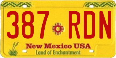 NM license plate 387RDN