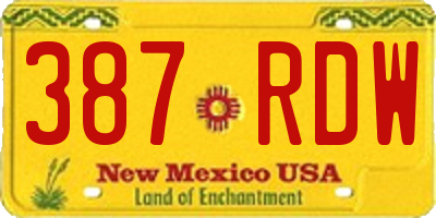 NM license plate 387RDW