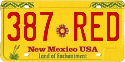 NM license plate 387RED