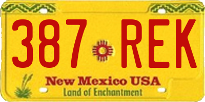 NM license plate 387REK