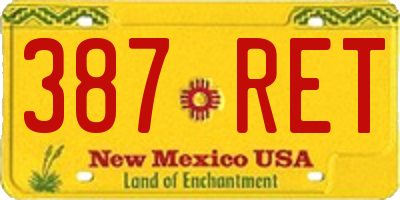 NM license plate 387RET