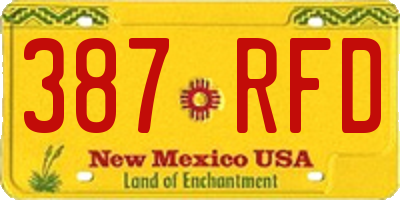 NM license plate 387RFD