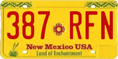 NM license plate 387RFN