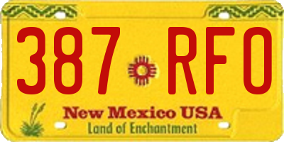 NM license plate 387RFO