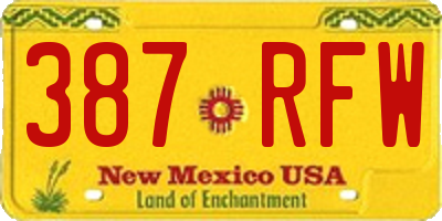 NM license plate 387RFW