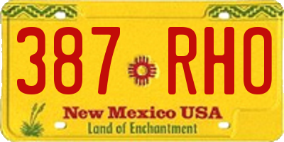 NM license plate 387RHO