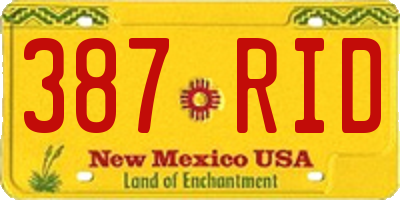NM license plate 387RID