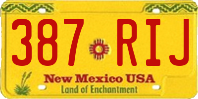 NM license plate 387RIJ