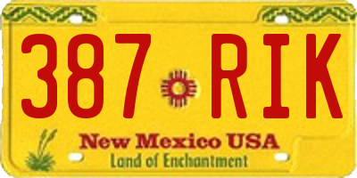 NM license plate 387RIK