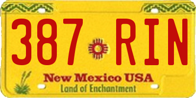 NM license plate 387RIN