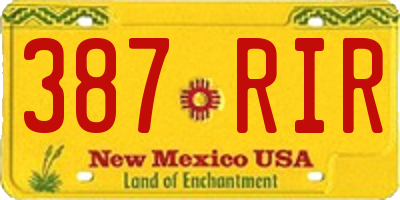 NM license plate 387RIR