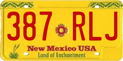 NM license plate 387RLJ