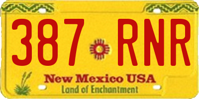 NM license plate 387RNR