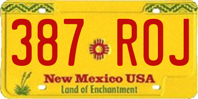 NM license plate 387ROJ