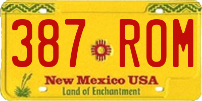 NM license plate 387ROM