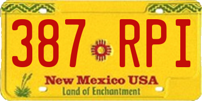 NM license plate 387RPI