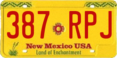 NM license plate 387RPJ