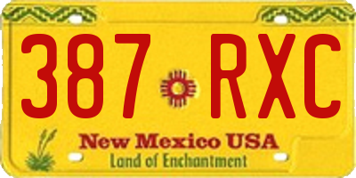NM license plate 387RXC