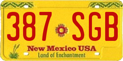 NM license plate 387SGB