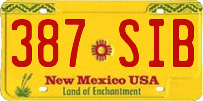 NM license plate 387SIB
