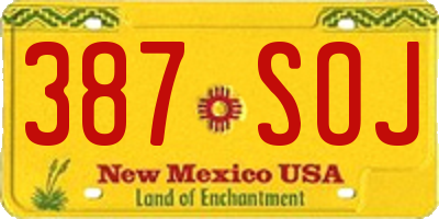 NM license plate 387SOJ
