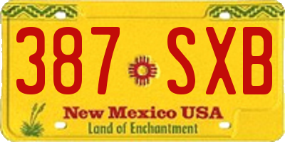 NM license plate 387SXB