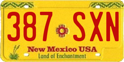 NM license plate 387SXN