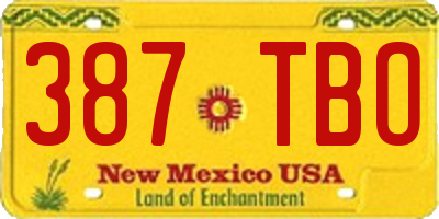 NM license plate 387TBO