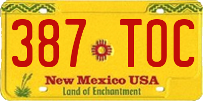 NM license plate 387TOC