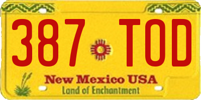 NM license plate 387TOD
