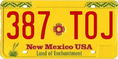 NM license plate 387TOJ