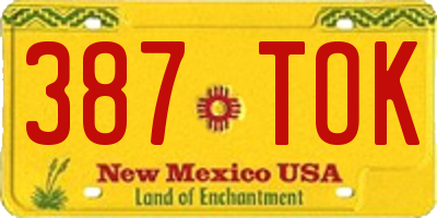 NM license plate 387TOK