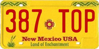 NM license plate 387TOP
