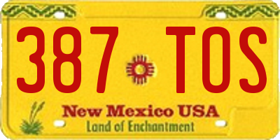 NM license plate 387TOS