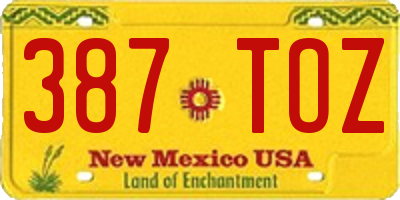 NM license plate 387TOZ