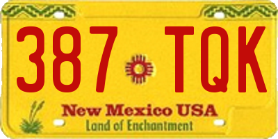 NM license plate 387TQK