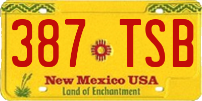 NM license plate 387TSB