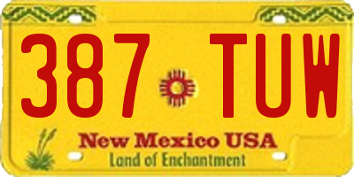 NM license plate 387TUW