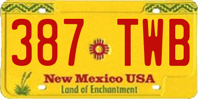 NM license plate 387TWB