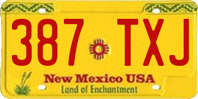 NM license plate 387TXJ