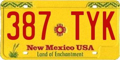 NM license plate 387TYK