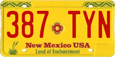 NM license plate 387TYN