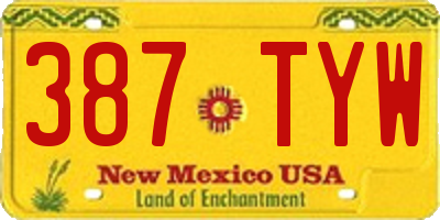 NM license plate 387TYW