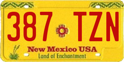 NM license plate 387TZN