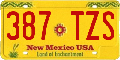 NM license plate 387TZS