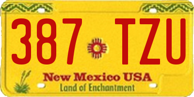 NM license plate 387TZU