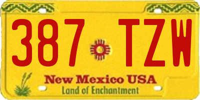 NM license plate 387TZW