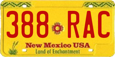 NM license plate 388RAC